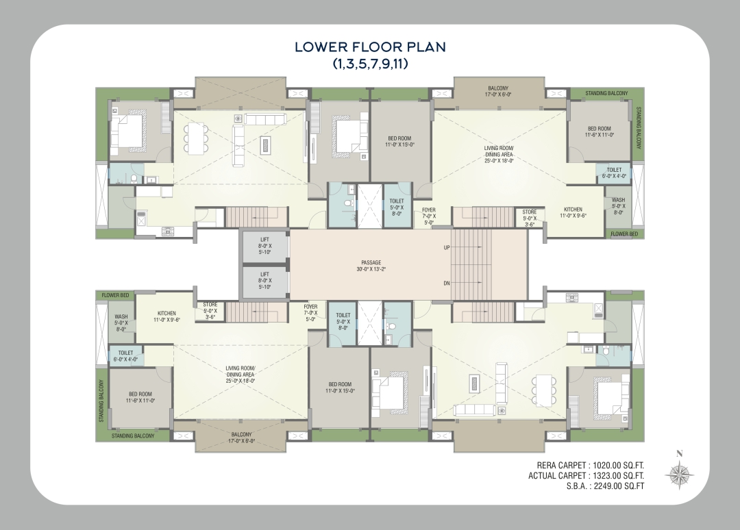 Lower Floor Plan (1,3,57,9,11)